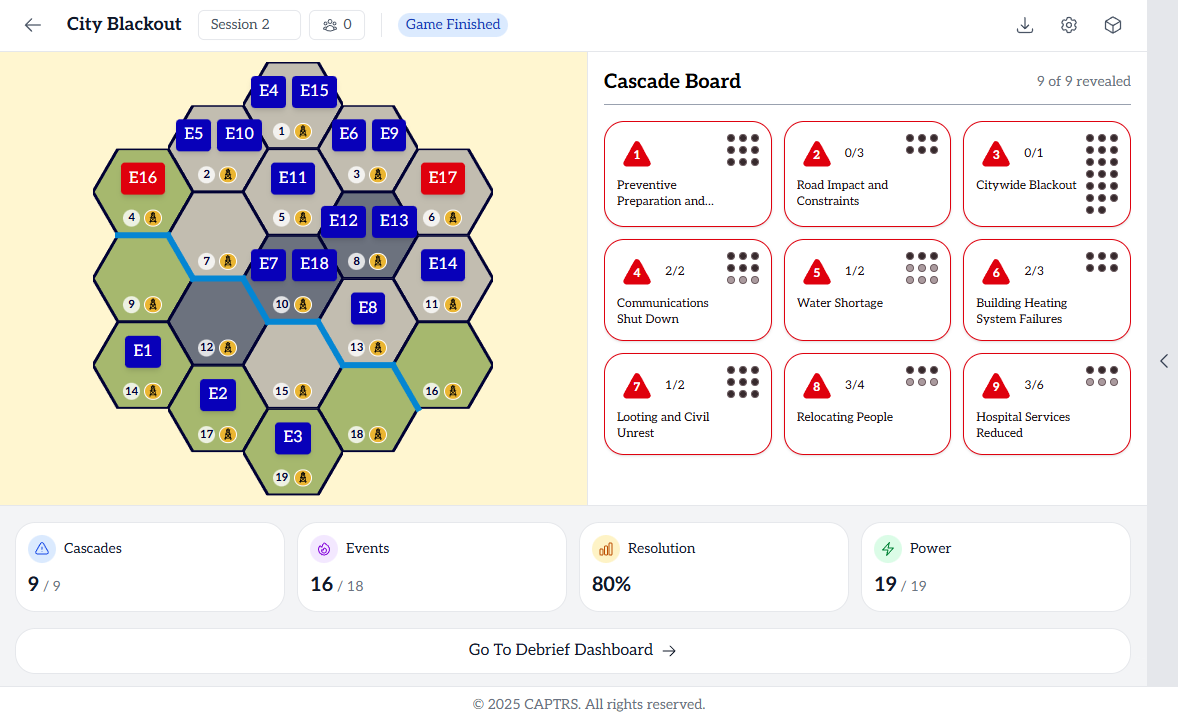 EMCE Insight App - game finished summary