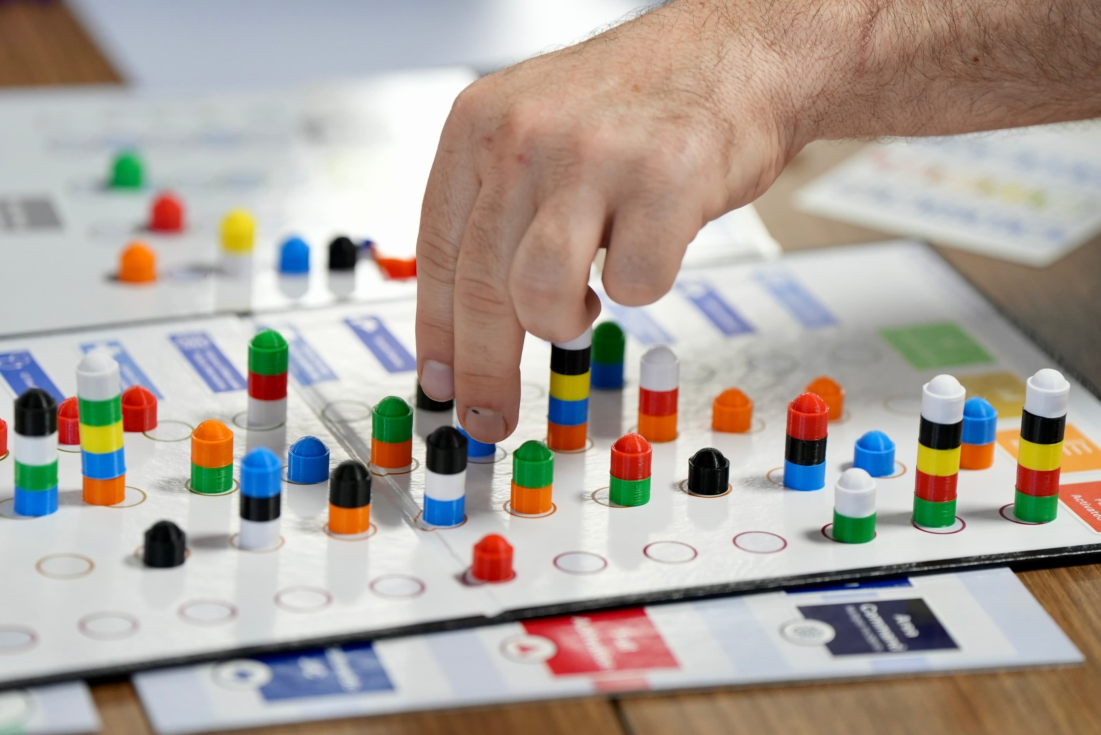 Game pieces on board